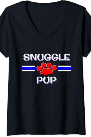 Womens Human Snuggle Pup Play Gear, Gay BDSM Puppy PetPlay Fetish V-Neck T-Shirt