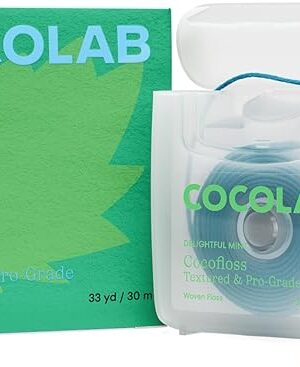 Cocofloss Woven Dental Floss, Dentist-Designed Oral Care, Mint, Waxed, Expanding, Vegan, Kid-Friendly String Floss with Coconut Oil, 1 Spool (33 yd)