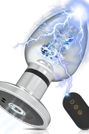 Electric Shock Vibrating Butt Plug, Estim Metal Anal Plug Men Male Prostate Massager Anal Sex Toys with 10 Vibrating & 6 Electric Shock Modes, Remote Control