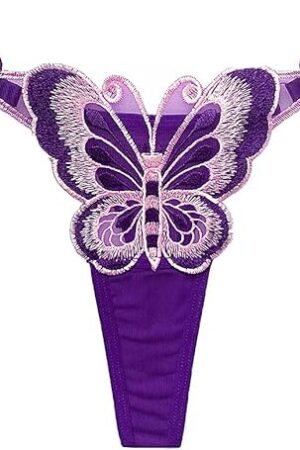 Cute Butterfly Embroidery Women Thongs Sexy Lace G String T Back Briefs Adjustable Panties