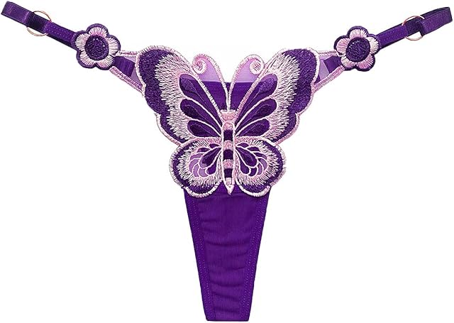 Cute Butterfly Embroidery Women Thongs Sexy Lace G String T Back Briefs Adjustable Panties