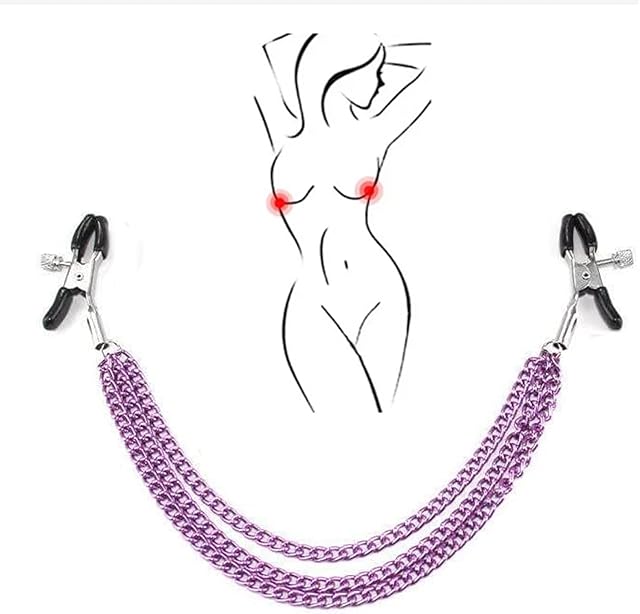 BDSM Toys Nipple Clamps Adult Toys, 2Pcs Adjustable Nipple Clamp Toys Sex Machine, Non-Piercing Chain Stainless Steel Nipple Clips Breast Clamps Adult Sex Toys & Games for Couples