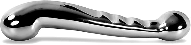 LeLuv Dildo Stainless Steel Double Ended Curved Ribbed