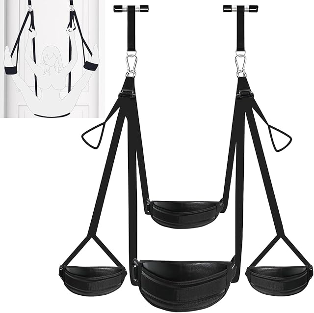 Door Sex Swing for Couples- Soft Plush Leather Bondage Sling with Adjustable Straps, Hanging Handcuffs & Leg Restraints Adult Toys for Couple