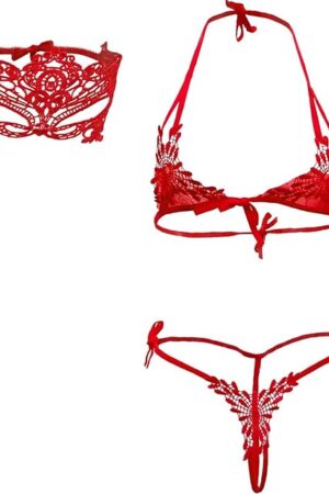 Women Micro Bikini 2 Piece Lace Lingerie Extreme Thong Mini Tiny Underwear Halter Swimsuit Sexy Bra and Panty Set