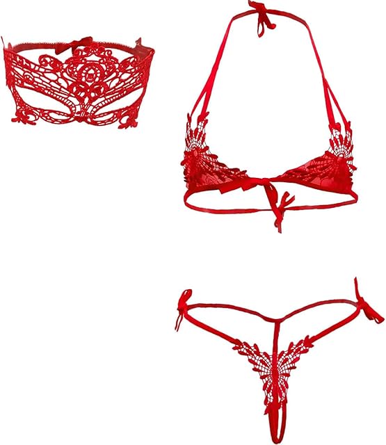 Women Micro Bikini 2 Piece Lace Lingerie Extreme Thong Mini Tiny Underwear Halter Swimsuit Sexy Bra and Panty Set
