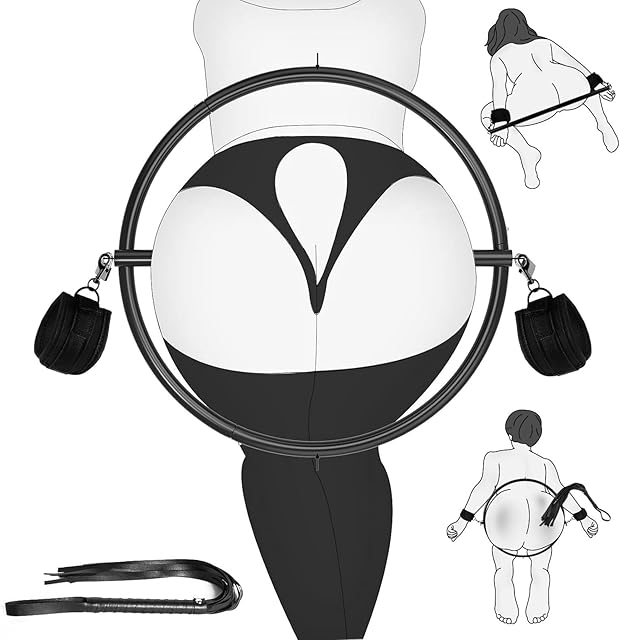 BDSM Hip Restraints Stainless Ring Sex Toys for Couples, Handcuffs Sex Bondage Rings Set Adults Toy with Whips for Mens Womens, Slave Spanking Toys Games for SM Beginners (Plus Size)
