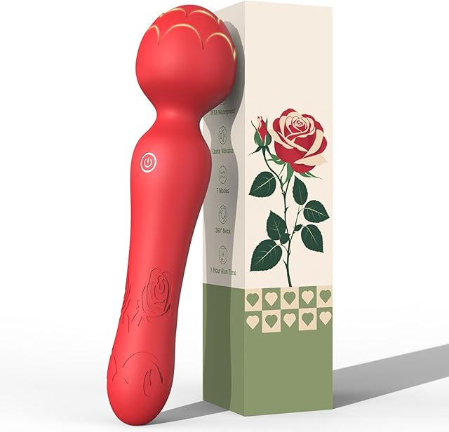 Wand Vibrator Rose Sex Toy - Clitoral Stimulator Anal Nipple G Spot Vibrators, Rose Adult Sex Toys Magic Quiet Cordless Massager & Waterproof, Female Vibrator Sex Toy Sexual Pleasure Tools for Women