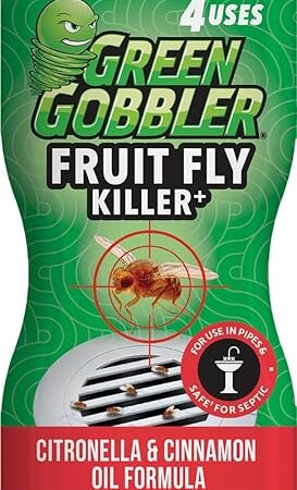 Green Gobbler Fruit Fly Killer+ - Kills Fruit Flies, Drain Flies & Sewer Flies, Gel Treatment for Use in Sinks & Pipes - Safe for Septic Systems, 32oz