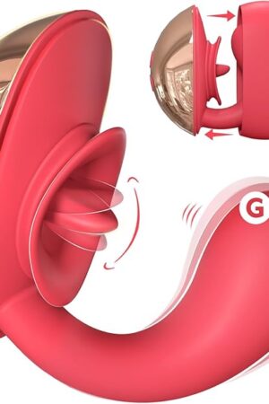 G Spot Vibrator with Tongue Licking Clitoral Stimulator, Women Adult Sex Toys, Flexible Female Clitoris Vibrators with 10 Licking Vibrating Modes, YUKZEN Rabbit Clit Sex Toy Dildo for Women Pleasure
