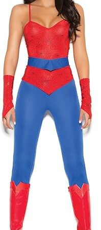 Women's Sexy Spider Web Hero Adult Role Play Costume Red/Blue