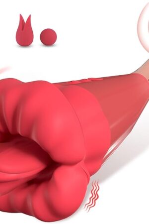 Female Adult Sex Toys - 2 in 1 Big Mouth Tongue Licking Clitoris Vibrator with High Frequency Strong Clitoral G Spot Stimulator, Rose Women Couples Nipple Sex Toy, Healexcer Vibrator Wand 10 Modes