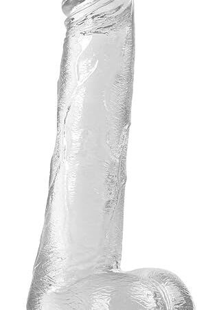 7.8 Inch Transparent Realistic Dildo Female Sex Toy with Strong Suction Cup,Penis Anal Play Vaginal G-Spot Stimulation with Real Veins and Intact Testicles for Male and Female Couples.