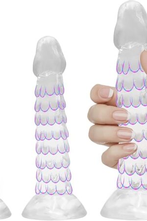 Anal Plug Training Sets - 3 Sizes Clear Anal Dildos (small5.9'',middle6.9'', big7.7'') with Strong Suction Cup Anal Prostate Vaginal G-Spot Sex Toys - Perfect for Beginners to Advanced Users
