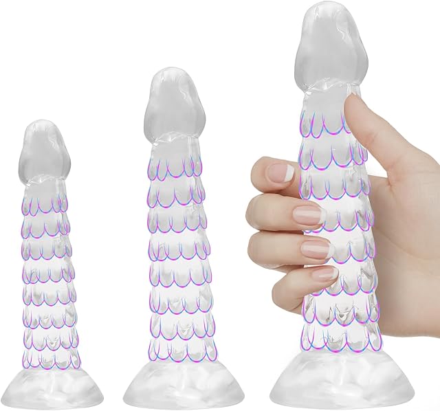 Anal Plug Training Sets - 3 Sizes Clear Anal Dildos (small5.9'',middle6.9'', big7.7'') with Strong Suction Cup Anal Prostate Vaginal G-Spot Sex Toys - Perfect for Beginners to Advanced Users