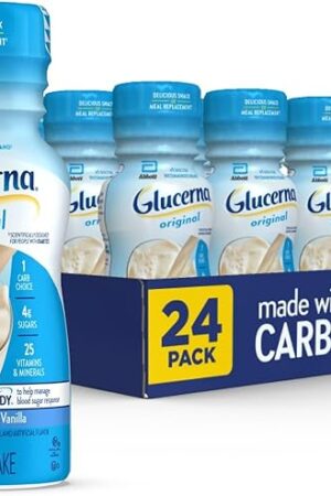 Glucerna Original Diabetes Care Shake, Homemade Vanilla, Diabetic Meal Replacement to Support Blood Sugar Management, 10g Protein, 180 Calories, Ready to Drink, 8-fl-oz Bottle, 24 Pack