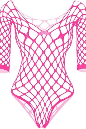 Women Fishnet Lingerie V-Neck Babydoll Mini Dress See Through Sleepwear One Piece One Size