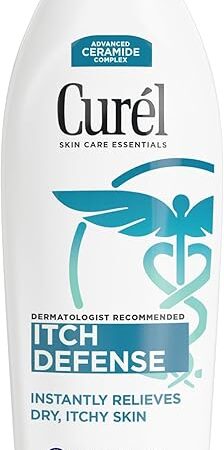 Curel Itch Defense Calming Body Lotion, Moisturizer for Dry, Itchy Skin, Body and Hand Lotion, with Advanced Ceramide Complex, Pro-Vitamin B5, Shea Butter, 20 Oz