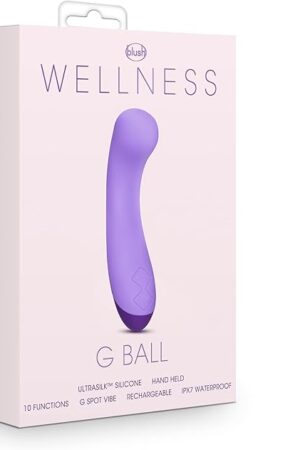 Blush Wellness G Ball 7" G-Spot Hither Motion Curved Vibrator for Women - UltraSilk Puria Silicone Dildo Massager, 10 Vibe Modes, USB Charge, IPX7 - Adult Sex Toy for Female Pleasure Zones - (Purple)