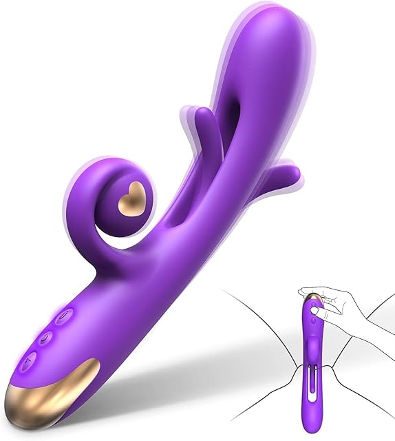 Flapping G Spot Vibrator Dildo: Rabbit Adult Toys with 10 Vibration 7 Flapping, Silicone Waterproof Personal Vibrator for Clitoral Nipple Anal Stimulation, Rechargeable Adult Toy for Women
