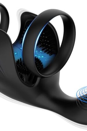 Vibrating Cock Ring Male Masturbator,Slicone Dual Penis Ring Prostate Testicles Anal Stimulating Vibrator with 10 Pattern Adult Sex Toy for Men Pleasure