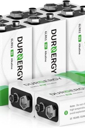 9V Batteries, 9 Volt Batteries 8 Pack,10-Year Shelf Life, 9V Batteries for Smoke Alarms, Guitar Pedals, Microphone, Smoke Detector Battery, Square Batteries 6LR61 9V Alkaline Batteries