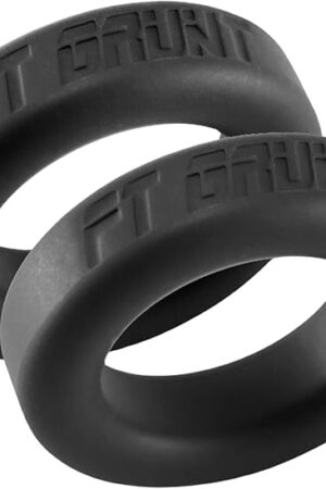 Fort Troff Silicone Grunt Ring - Adult Toys Enhancer & Stimulator Penis Ring - Couples Sex Toys C-Ring for Firmer and Thicker Erections - Matte Black, 2pack