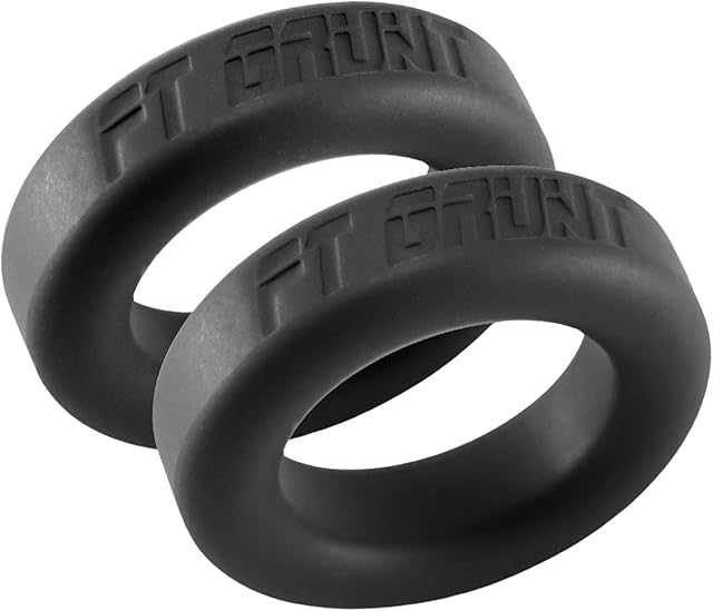 Fort Troff Silicone Grunt Ring - Adult Toys Enhancer & Stimulator Penis Ring - Couples Sex Toys C-Ring for Firmer and Thicker Erections - Matte Black, 2pack
