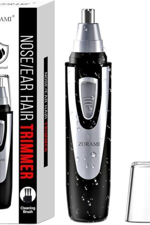 Ear and Nose Hair Trimmer Clipper - 2025 Professional Painless Eyebrow & Facial Hair Trimmer for Men Women, Battery-Operated Trimmer with IPX7 Waterproof, Dual Edge Blades for Easy Cleansing Black