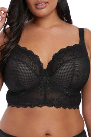 Women's Charley Bralette: Fashion-Forward Longline Style with Plunge Neckline Stretch Lace UK Sizes E-HH US Sizes DDD-L