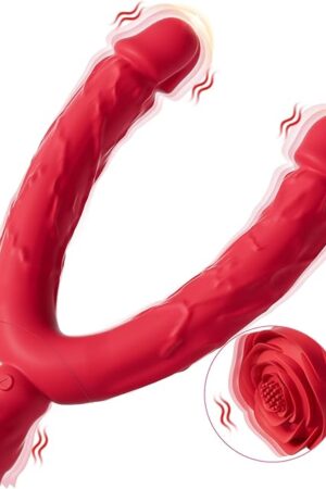 Double Dildo Lesbian Sex Toys 3 in 1 Realistic Dildo for 10 Vibrating Modes, Adult Sex Toy for Stimulation with G Spot Anal Prostate Strapless Realistic Silicone Massager for Men Women Games