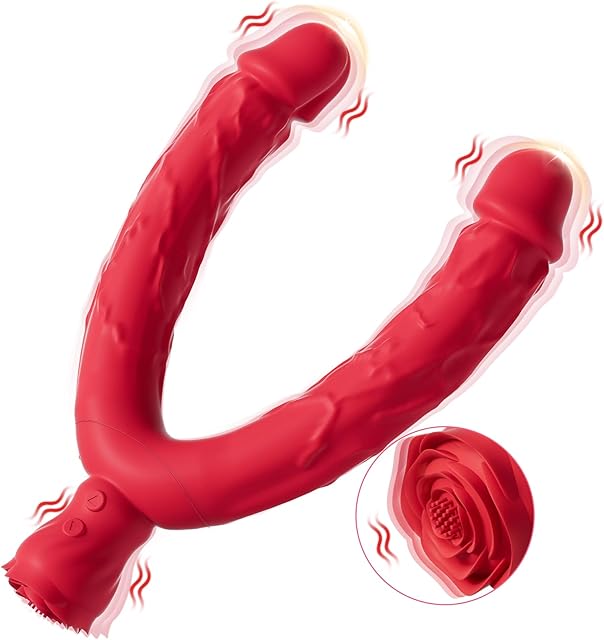 Double Dildo Lesbian Sex Toys 3 in 1 Realistic Dildo for 10 Vibrating Modes, Adult Sex Toy for Stimulation with G Spot Anal Prostate Strapless Realistic Silicone Massager for Men Women Games