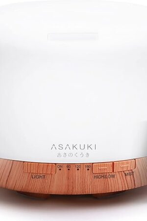 ASAKUKI Essential Oil Diffuser 500ml, Ultrasonic Aromatherapy Humidifier with Remote Control, 7 LED Colors, Timer & Auto-Off, Large Room Diffuser