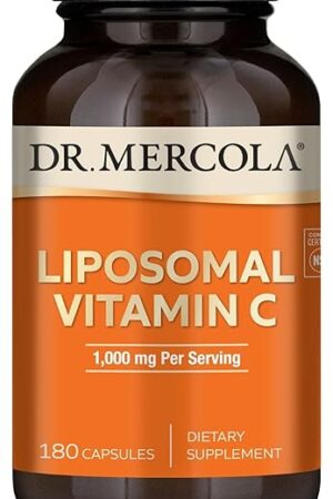 Dr Mercola Liposomal Vitamin C - Brain, Heart, Eye & Immune Support - Provides 1,000 mg of Bioavailable Vitamin C - Non-GMO, Gluten-Free & Soy-Free - 180 Capsules (90 Servings)