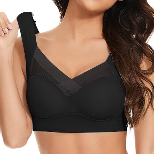 Zen Chic Bras for Older Women Posture Correcting Seamless Wireless Full Coverage Senior Bra Mesh Bralette Plus Size