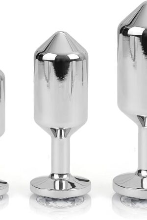 3PCS Premium Metal Weighted Anal Plugs with Luxury Jewel, Anal Training Kit Sex Toy for Men Women Couples