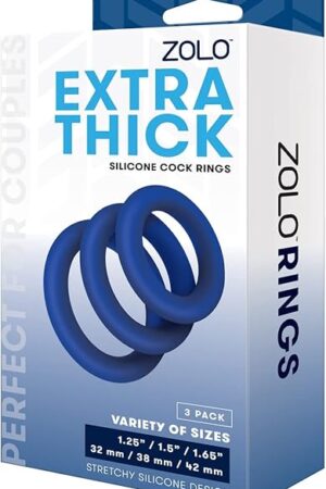 Zolo Extra Thick Silicone Cock Rings - Blue Pack of 3