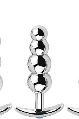 3 Pcs Stainless Steel Metal Anal Beads Butt Plug Sex Toy Set Wearable Outerdoor Large Anal Beads from Starter to Advanced Kit Anal Plug G Spot Dildo White m