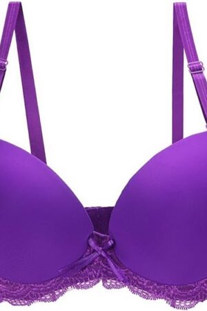 Women's Everyday Bra Classic Push Up Underwire Everyday Soft Lace Padded Solid Color Bras Cup Up to E