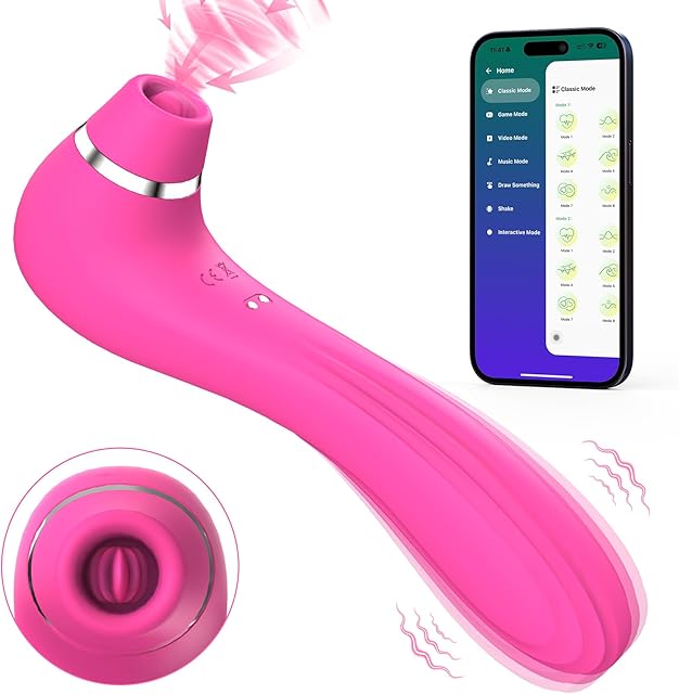 Clitoral Licking Sucking Vibrator Sex Toys,?APP Control? Tongue Sex Toy with 9 Vibrations 9 Tongue Licking with Sucking Modes, Clitoral G Spot Anal Adult Toy Nipple Clit Stimulator Sex Toys