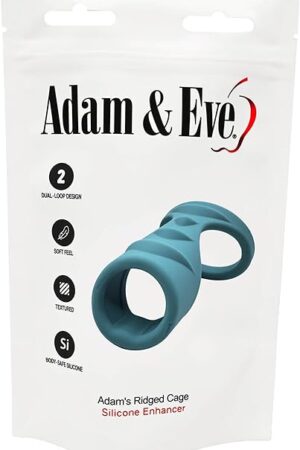Adam & Eve Adam's Silicone Single Ring Cage, Dual Loop Cock Ring for Men, Boosts Hardness & Endurance, Enhances Partner Stimulation, Stretchable Silicone, Comfortable Fit, Couples Bedroom Toy