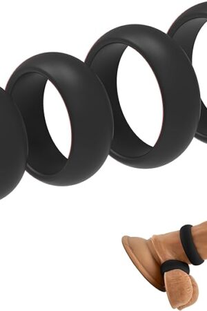 4 Different Size Cock Rings Soft Silicone Penis Rings Adult Toys for Erection Enhancing Couples Pleasure Black