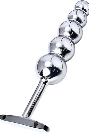 Anal Beads Stainless Steel Butt Plug with 5 Balls,Anal Plug Anal Beads Metal Butt Plug Anal Trainer Toys with 5 Graduated Balls Fetish Kinky Sex Love Tools Prostate Massager Anal Plug for Men Women