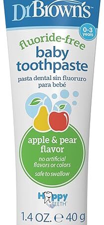 Dr. Brown's Fluoride-Free Baby Toothpaste, Safe to Swallow, Apple Pear, 1-Pack, 1.4oz/40g, 0-3 years