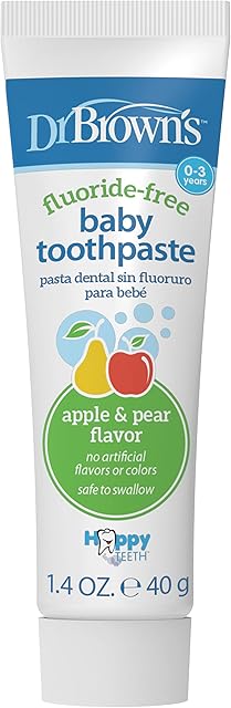 Dr. Brown's Fluoride-Free Baby Toothpaste, Safe to Swallow, Apple Pear, 1-Pack, 1.4oz/40g, 0-3 years