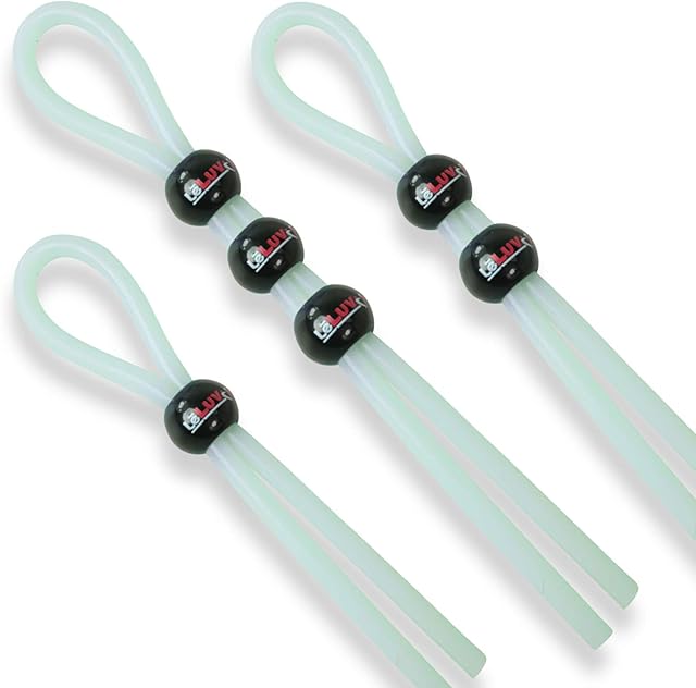 LeLuv Lasso Stretchy Silicone Bundle with One, Two and Three Bead Cock Rings Multiple Positions Clitoral, Perenium Stimulation Stay Harder - GID Blue tubing