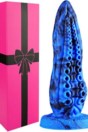6 Inch Silicone Small Tentacle Octopus Dildo for Beginner, 5" Realistic Monster Blue Black Alien Dildo Anal Stretcher with Suction Cup, Fantasy Wide Anal Plug Dragon Animal Dildos for Woman Man Gay