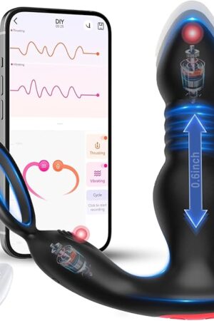 BEISAR Prostate Massager Anal Vibrator Thrusting Vibrating 7 Modes with Cock Ring Anal Plug Anal Sex Toys P Spot Massager Male Sex Toys for Men Enema Dildos Women Couples Remote Control Anal Beads