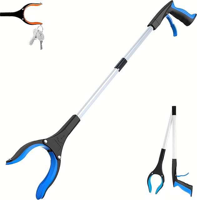 Grabber Reacher Tool - 32? Extra Long Foldable Gripper and Reaching Tool - Heavy Duty Pick Up Stick Grabbers for Seniors, Trash, Surgery Recovery Must Haves Gifts (Blue)