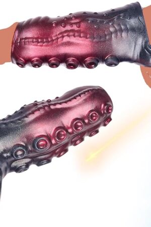Dildo Sleeve Reusable Octopus Tentacle Penis Sleeve Enlargement Men's Girth Enhancer Sleeve (red,Black)